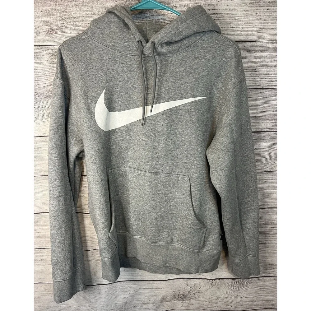 Nike‎ SB Big Swoosh Logo Pullover Hoodie Grey With White Swoosh Men's XS
